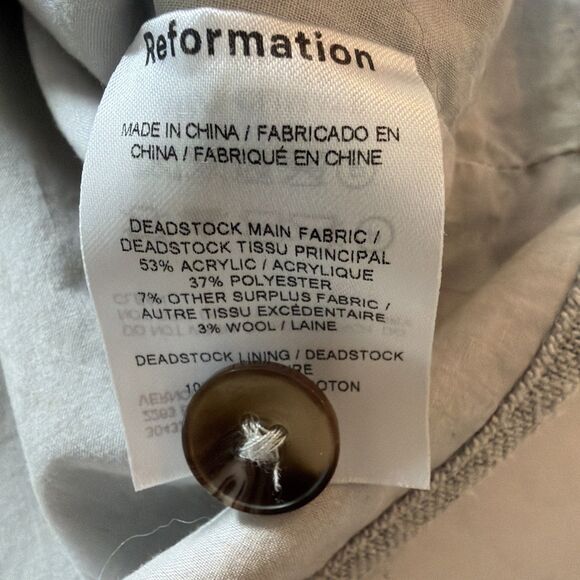 Reformation Devin Vest Women’s Size 12 Tan V-Neck Button Front Tailored Top chic - Picture 6 of 10